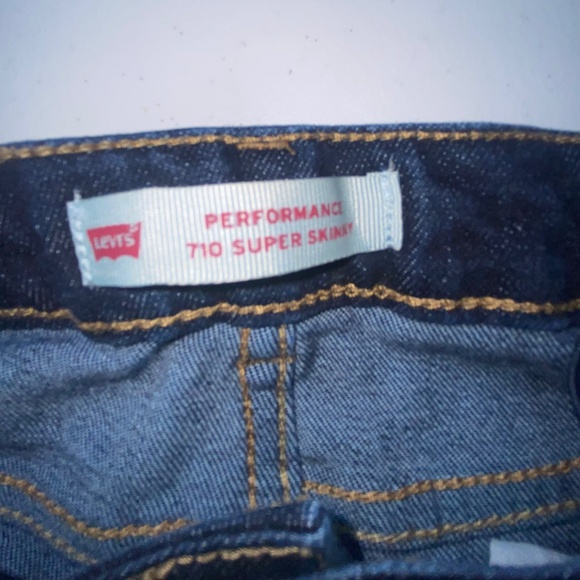 Levis 710 Jeans Size 8 Reg Girls Super Skinny Stretch Blue Denim Dark Wash - Picture 12 of 16